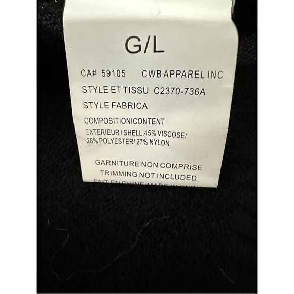 Charlie B womens black mock neck sweater white heart on back size Large #41-1025 - Picture 5 of 7